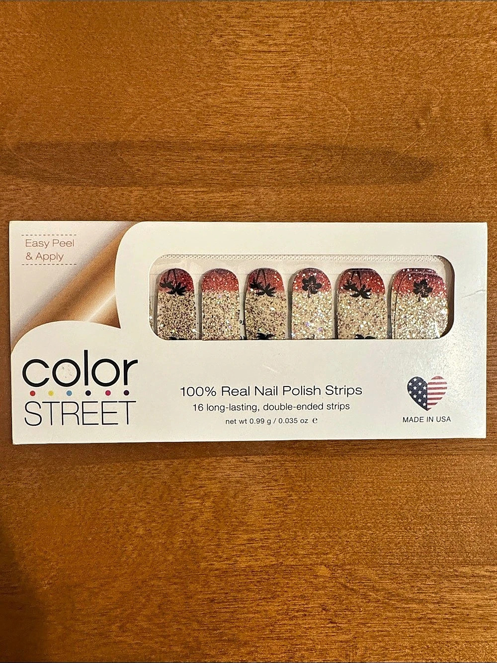 Color Street Hawaiian Half Light Real Nail Polish Strips Red & Silver NWT